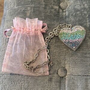 Tarina Tarantino Aurora Borealis Pave Heart Necklace